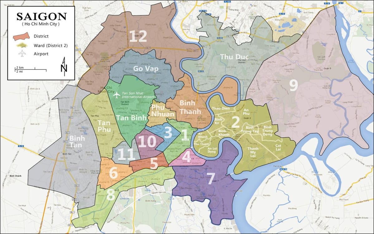 distriktet kart over ho chi minh