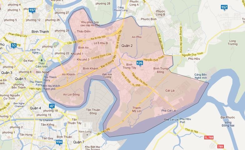 kart over bydeler i ho chi minh